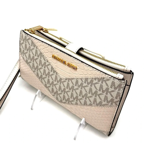 Michael Kors Large Double Zip Wallet Wristlet Cream Multi - Picture 6 of 8